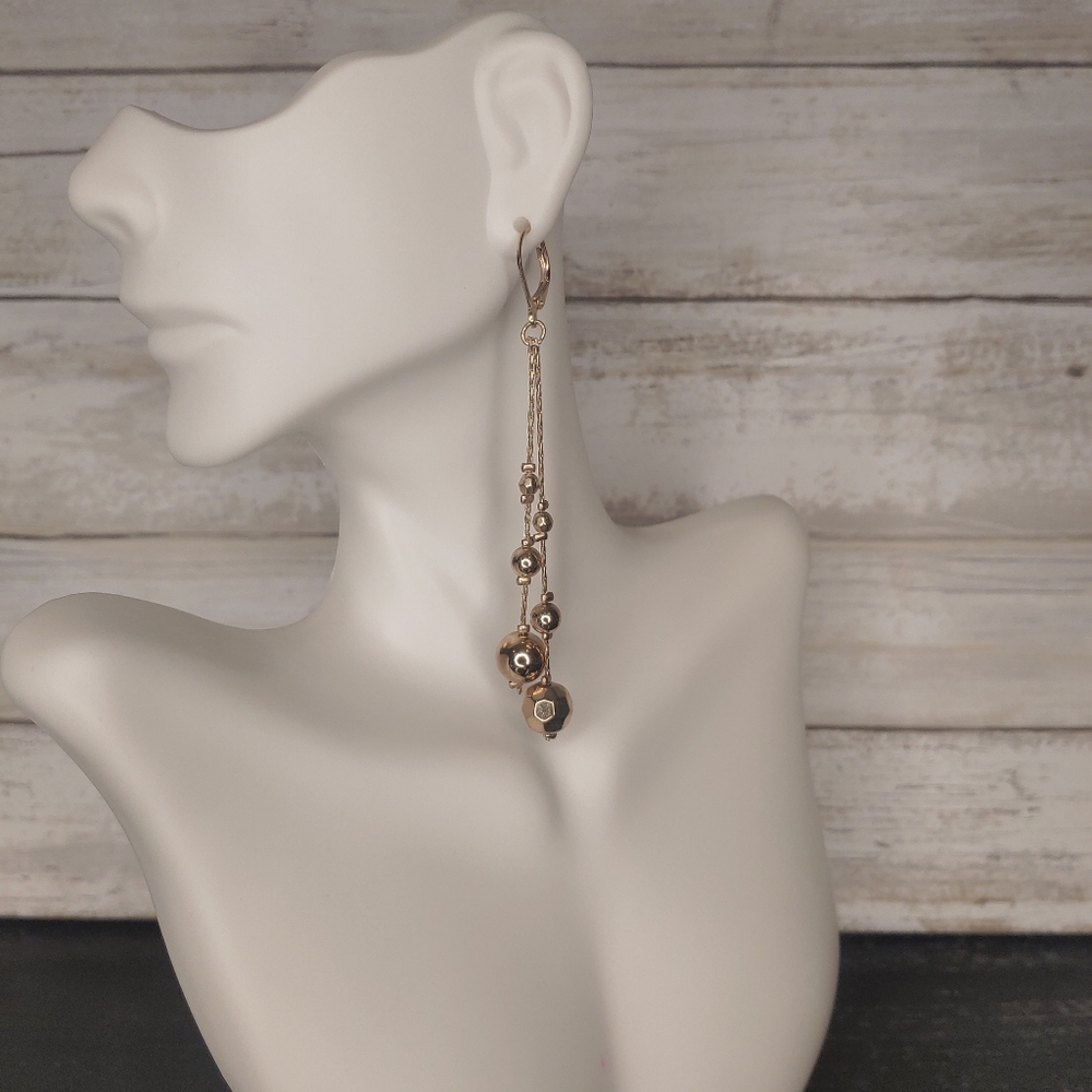 Gold Tone Ball Dangle Earrings